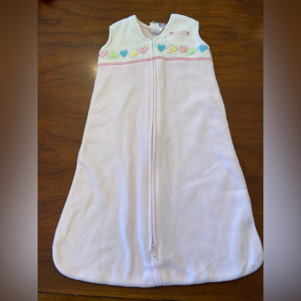 Halo Fleece Sleepsack Bag Size Small 0-6 months Pink hearts